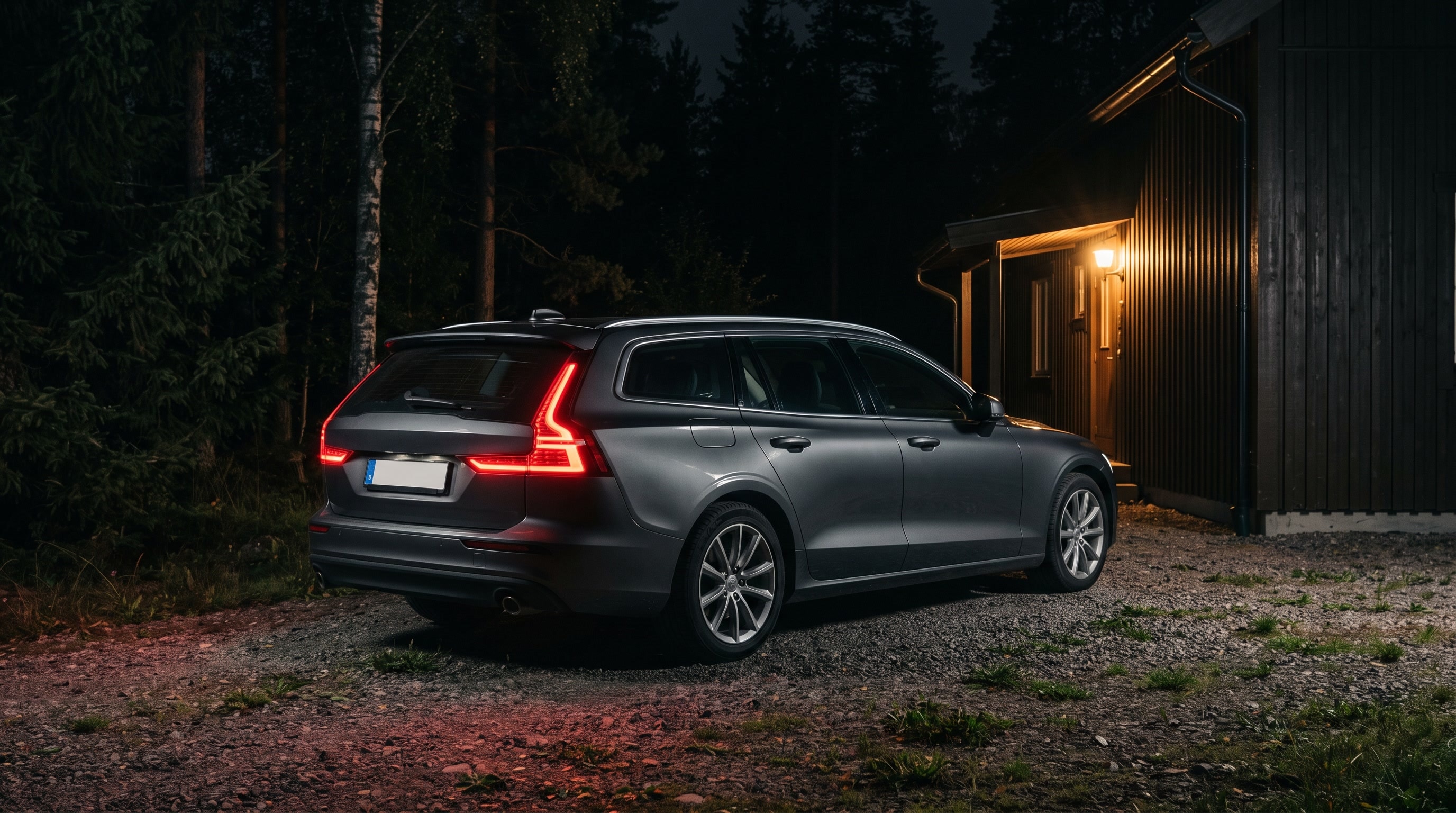 Bil på en villauppfart, redo att hämtas